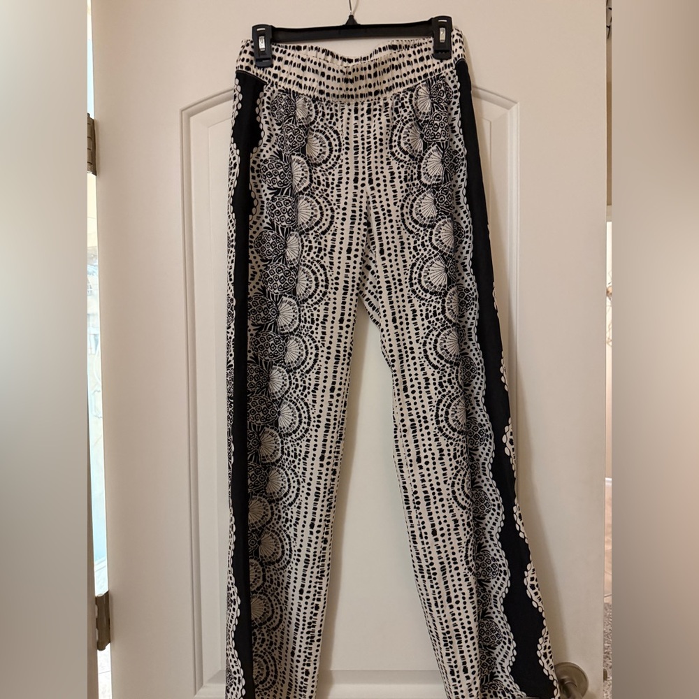 Lilly Pulitzer Black & White Wide-Leg Printed Pants
